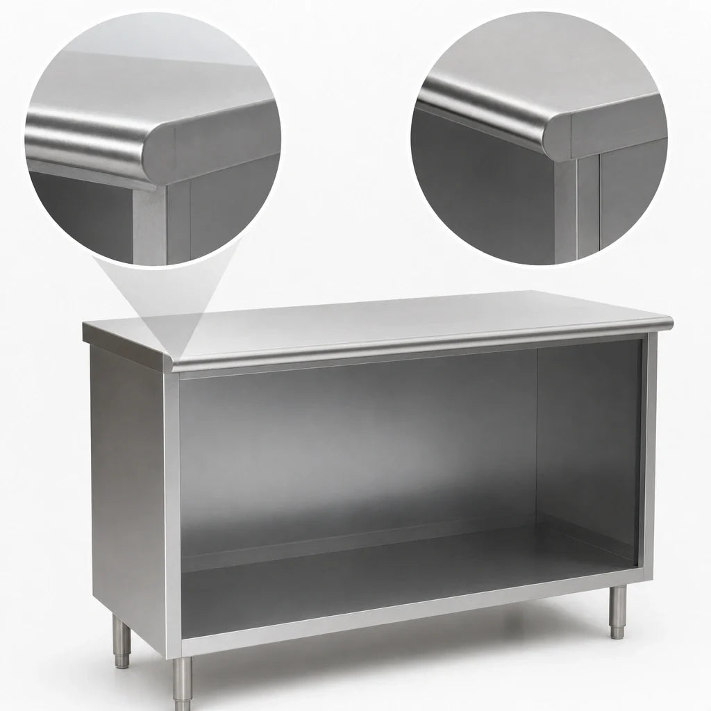 Eagle Group Spec-Master OB3096SE 96-Inch x 30-Inch Open-Front Stainless Steel Cabinet Base Work Table, 14-Gauge Rolled-Edge Top