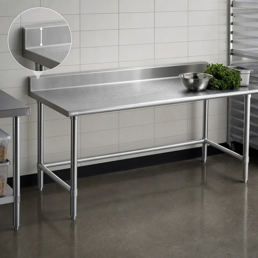 Eagle Group Spec-Master T3084STE-BS 84-Inch Stainless Steel Work Table with 4-1/2-Inch Backsplash, 14-Gauge Top, Open Base