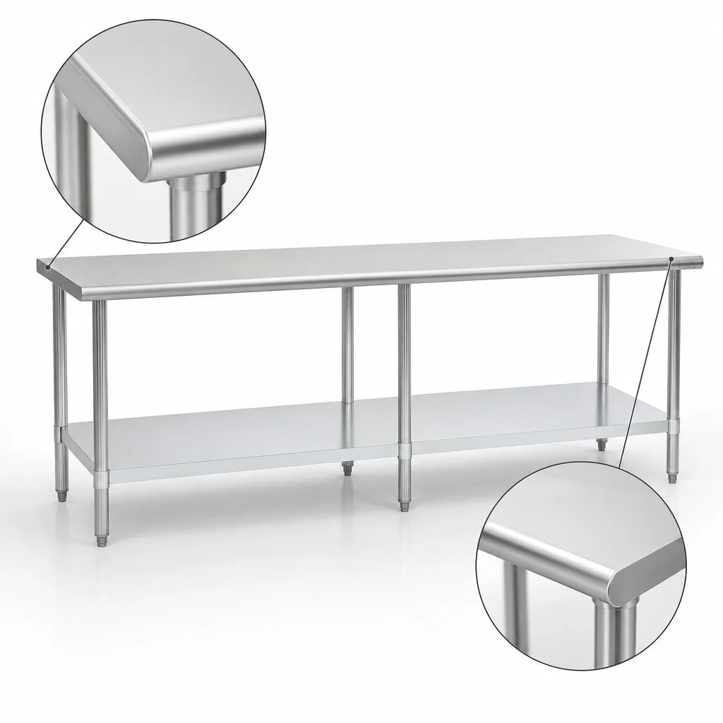 Eagle Group Deluxe T36108EB 108 x 36-Inch Stainless Steel Work Table with Adjustable Galvanized Undershelf, 16-Gauge 300 Series Top