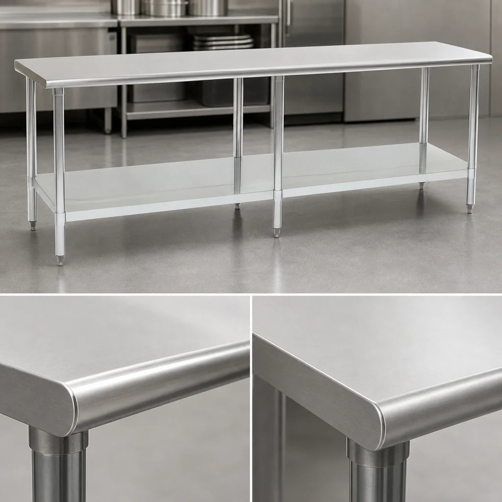 Eagle Group Budget Series T30144B 144-Inch x 30-Inch Flat-Top Stainless Steel Work Table with Adjustable Galvanized Undershelf