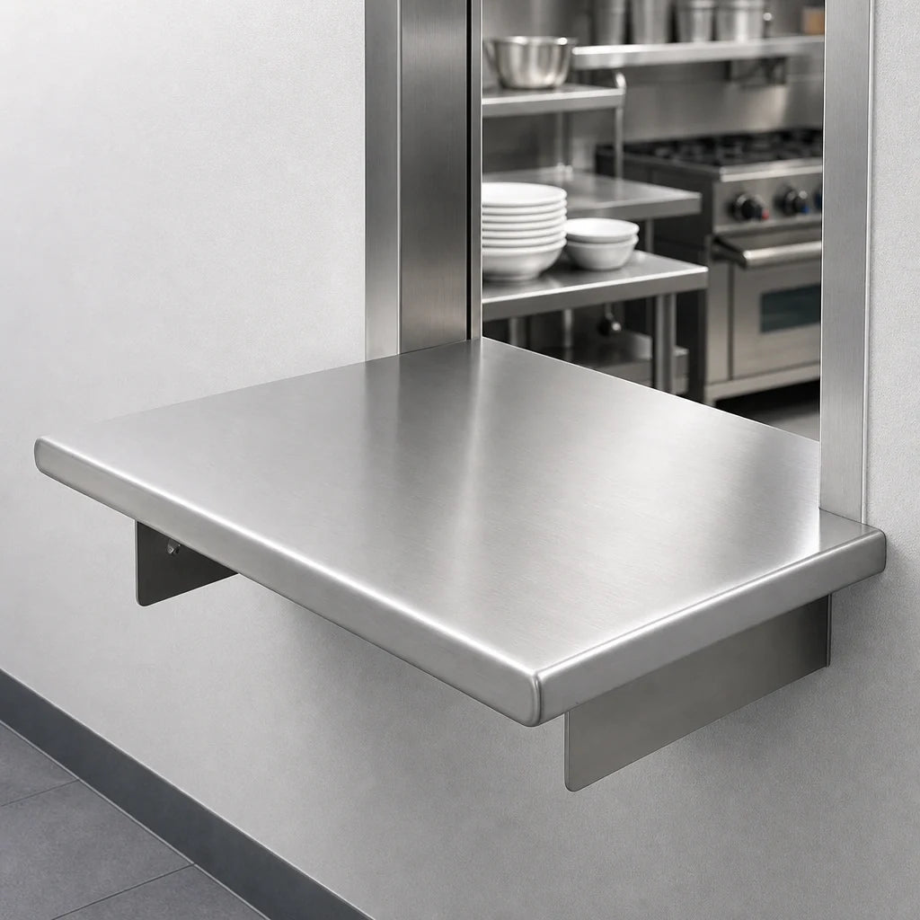 Eagle Group PTS-2460 Pass-Thru Wall Shelf, 60"W x 24"D, 12" Max Wall Thickness, 304 Stainless Steel