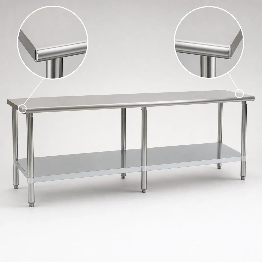 Eagle Group Budget Series T24108B 108" x 24" Flat-Top 430 Stainless Steel Work Table with Adjustable Galvanized Undershelf
