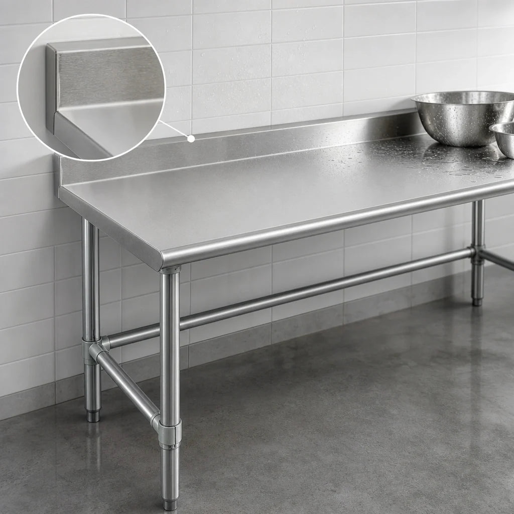 Eagle Group Spec-Master T24144STEM-BS 144-Inch x 24-Inch 14-Gauge Stainless Steel Work Table with 4-1/2-Inch Backsplash