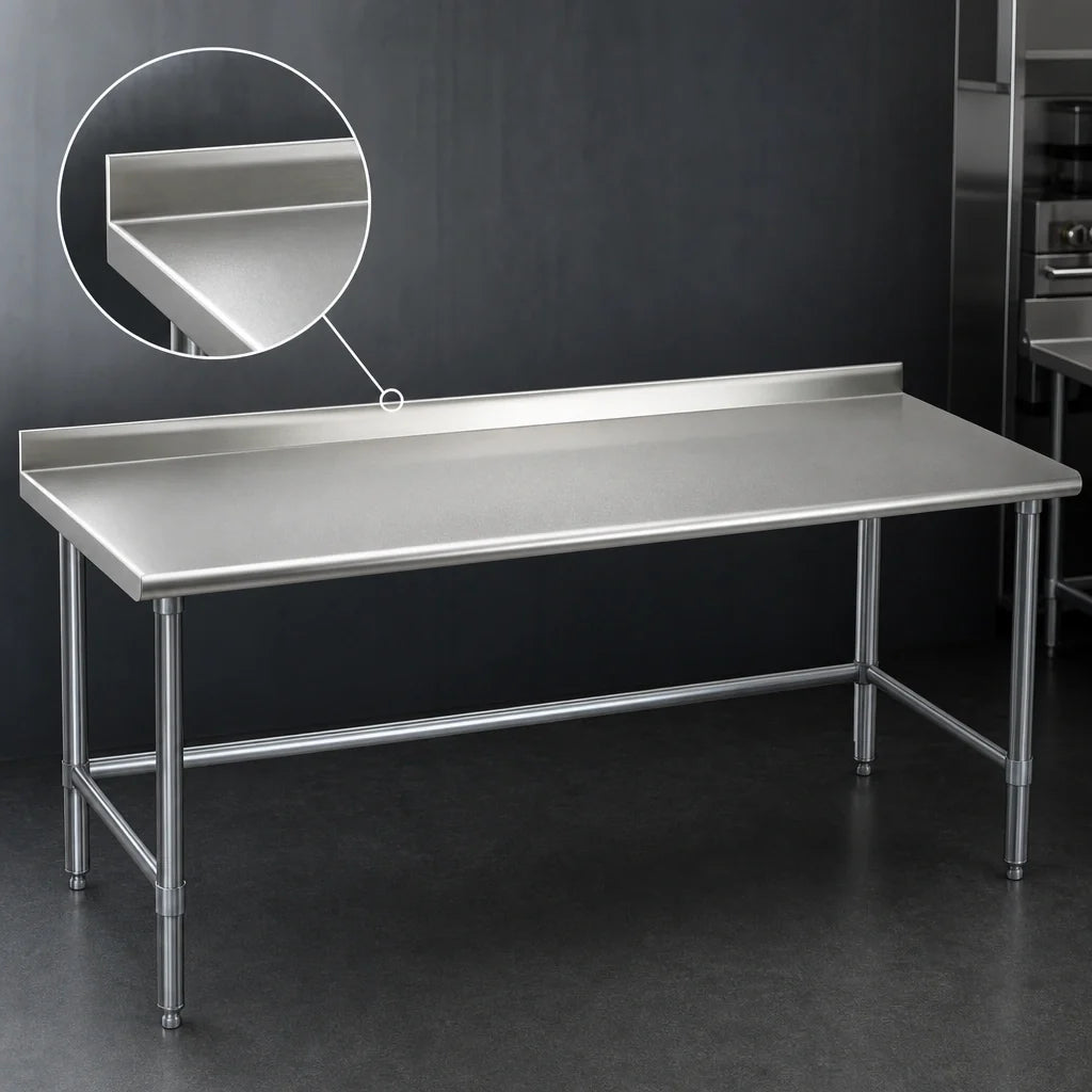Eagle Group Deluxe UT3684GTEB 84 x 36 in Stainless Steel Work Table, Open Galvanized Base, 1-1/2 in Rear Up-Turn