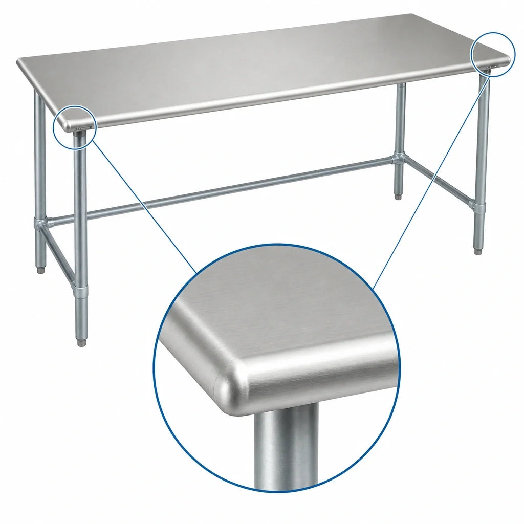Eagle Group Spec-Master T24144GTE 144-Inch x 24-Inch 14-Gauge 304 Stainless Steel Work Table with Open Galvanized Base