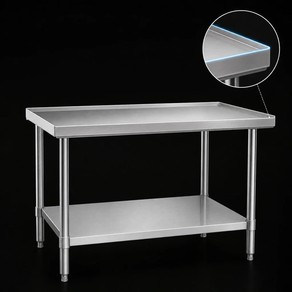 Eagle Group Spec-Master T3084EM 84-Inch x 30-Inch Stainless Steel Work Table, 14-Gauge 300 Series Top, Marine Edge, Adjustable Galvanized Undershelf