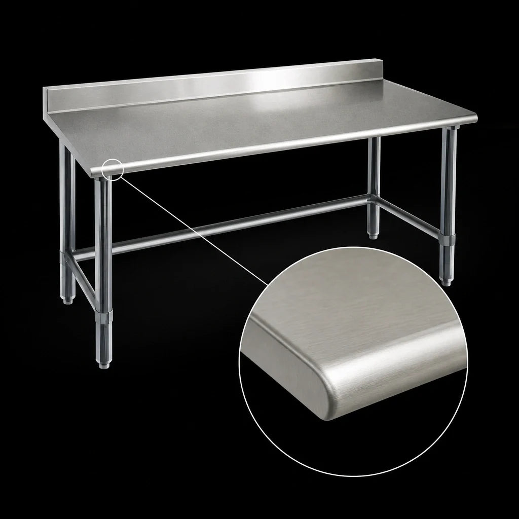 Eagle Group Deluxe T2484STEB-BS 84-Inch Stainless Steel Work Table, 24-Inch Deep, 4-1/2-Inch Backsplash, Open Base