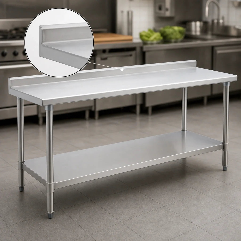 Eagle Group Spec-Master UT30144SE 144-Inch x 30-Inch Stainless Steel Work Table with Rear Up-Turn and Adjustable Undershelf