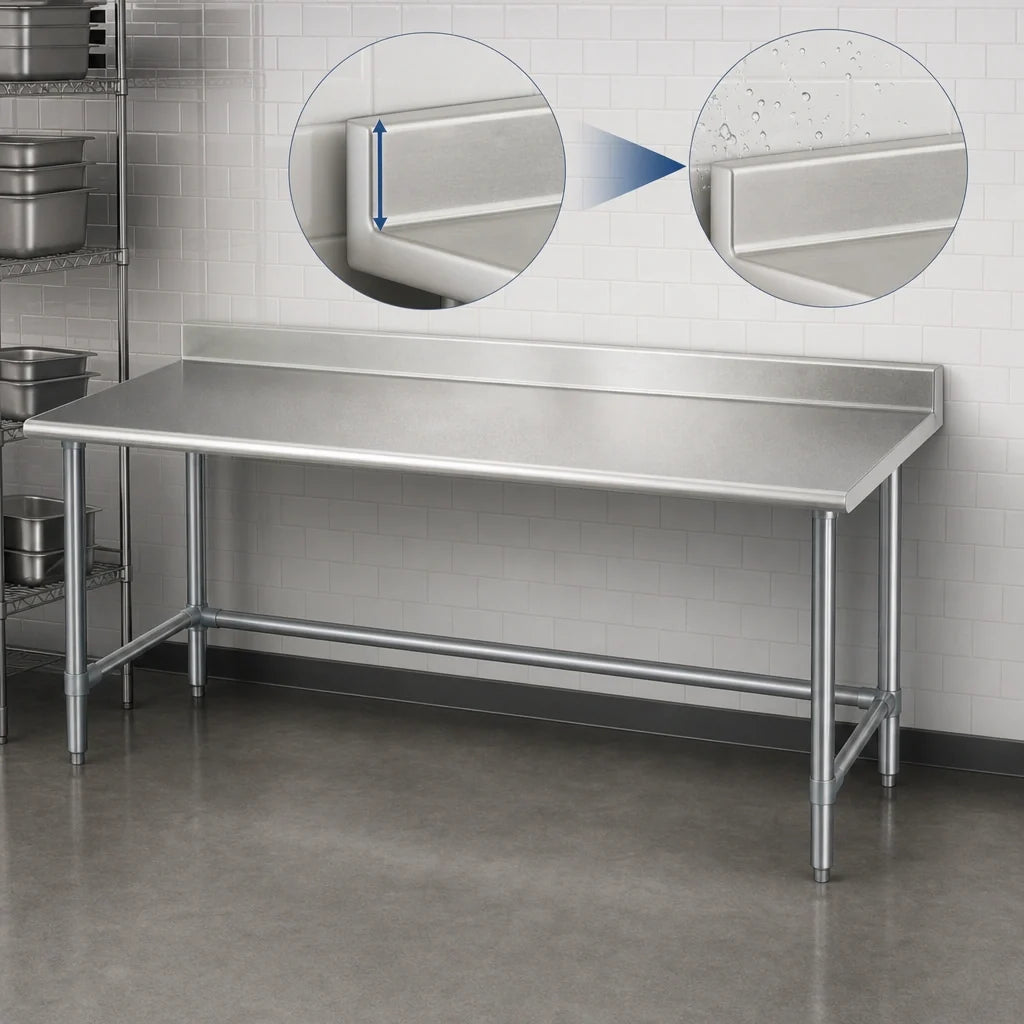 Eagle Group Deluxe T30108GTEB-BS 108-Inch x 30-Inch Stainless Steel Work Table with 4.5-Inch Backsplash, Open Galvanized Base