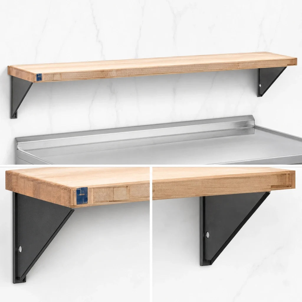 Eagle Group WB-HT2 Laminated Hardwood Cutting Board, 33 x 8 x 1-1/4 in, with Stationary Brackets