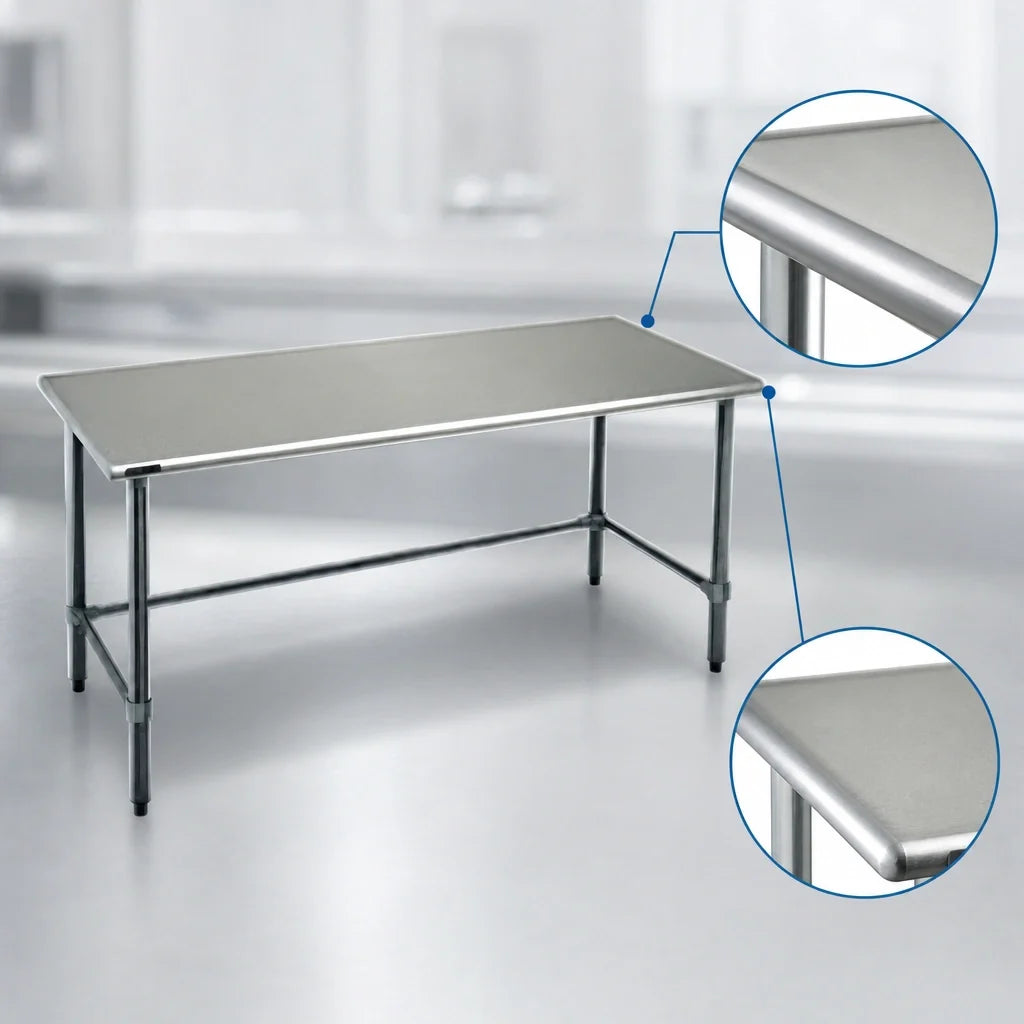 Eagle Group Spec-Master T36144STE 144 x 36-Inch Stainless Steel Work Table, Open Base with Rolled Edges and Crossrails
