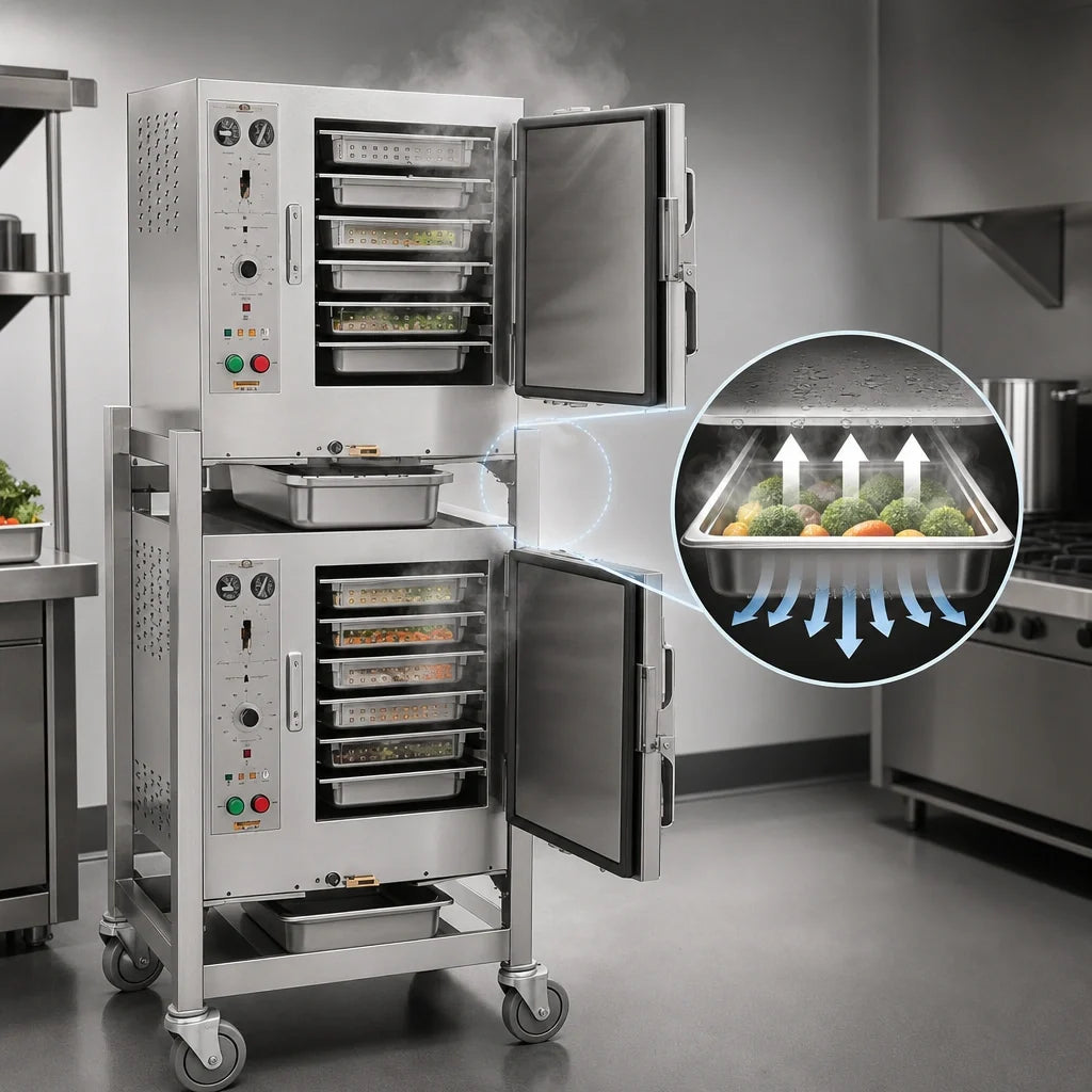 AccuTemp Steam'N'Hold S62401D060 DBL Two-Compartment Connectionless Vacuum Steamer with Stand and Casters, 12 Full-Size Pan Capacity