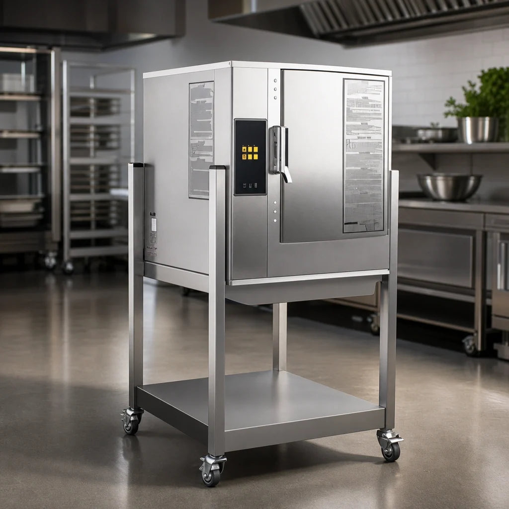 AccuTemp Evolution N61201E060 SGL Boilerless Natural Gas Convection Steamer, 6 Full-Size Pans, Digital Controls, with Stand