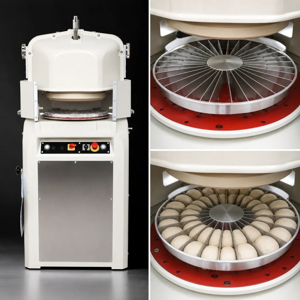 Erika Record Baking Equipment ER-11/30-A Automatic 36-Part Dough Divider/Rounder, 1-4 oz., 6,500-10,800 Pieces/Hour