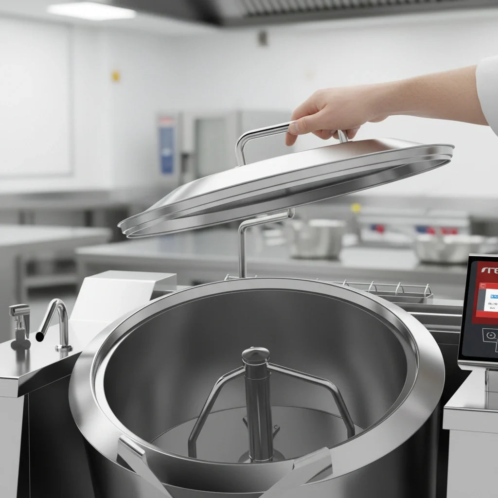 Firex (Middleby) Cucimix UCBTE034CV1 34-Gallon Electric Tilting Skillet Braising Pan with Touchscreen Controls and Automatic Mixer
