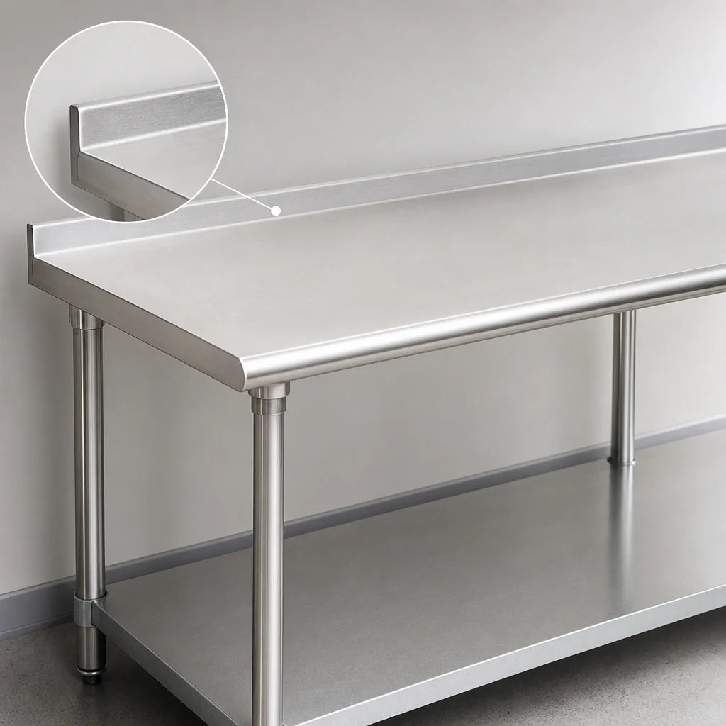 Eagle Group Budget Series UT30108B 108 x 30 Inch 430 Stainless Steel Underbar Work Table with Rear Up-Turn and Adjustable Undershelf