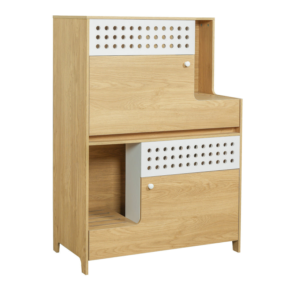 Modern 2 in 1 Cat Furniture with Litter Box Enclosure - Natural