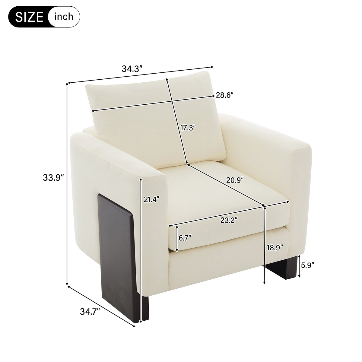 Oversized Chenille Sectional Sofa Set with Rubberwood Legs - Beige or Brown