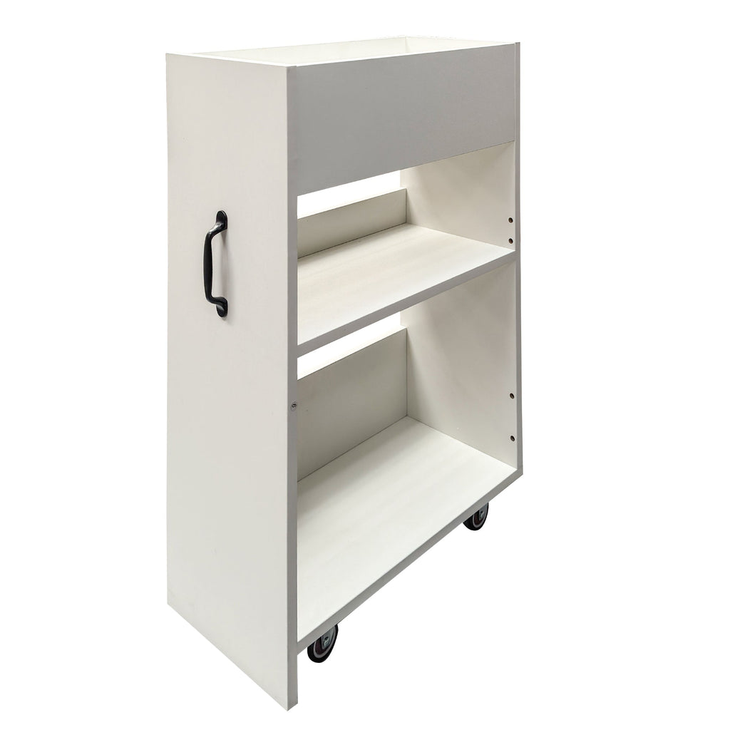 3 Tier Wooden Bookcase with Slide Out Drawer Storage - White