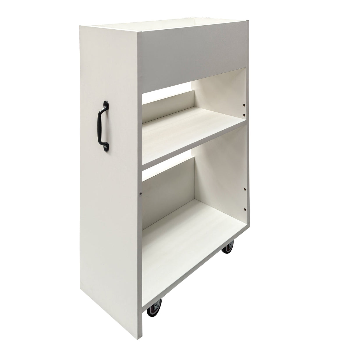 3 Tier Wooden Bookcase with Slide Out Drawer Storage - White