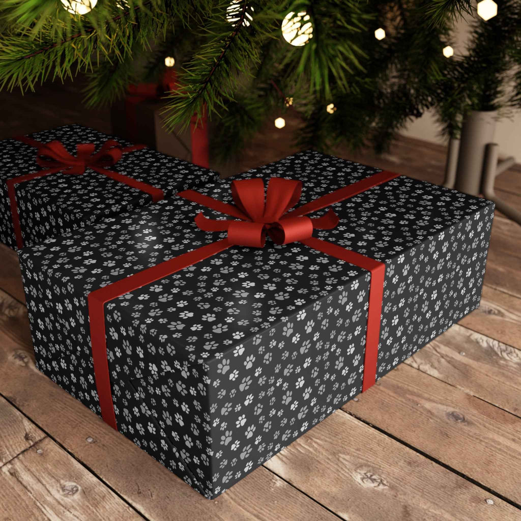 Black Paws Gift Wrapping Paper Sheets, 1pc
