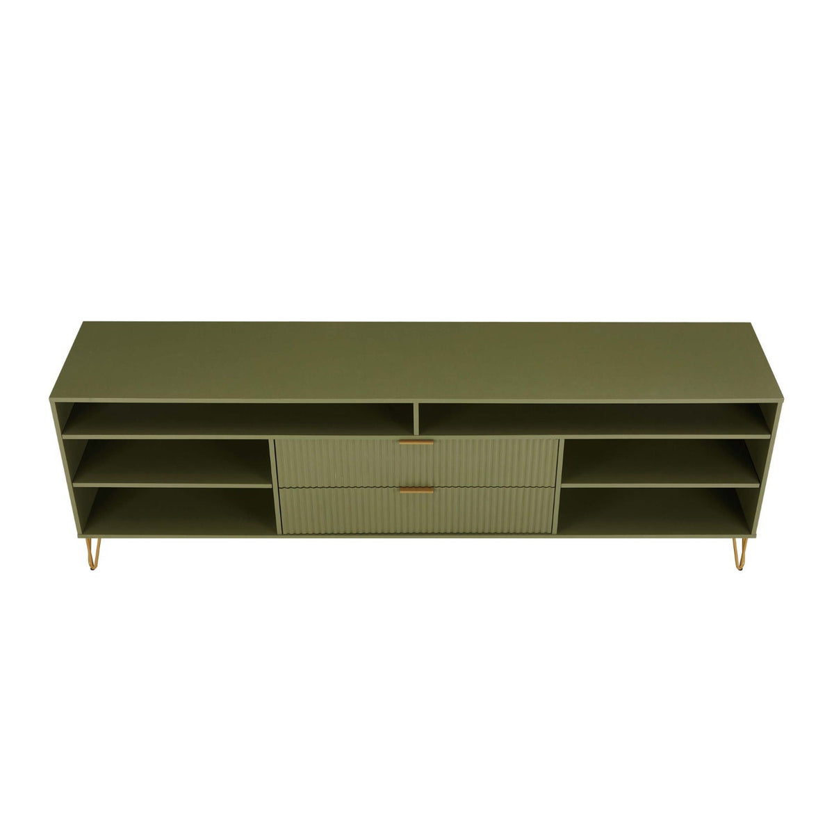 Fluted TV Stand with Storage and Metal Legs - Multiple Colors