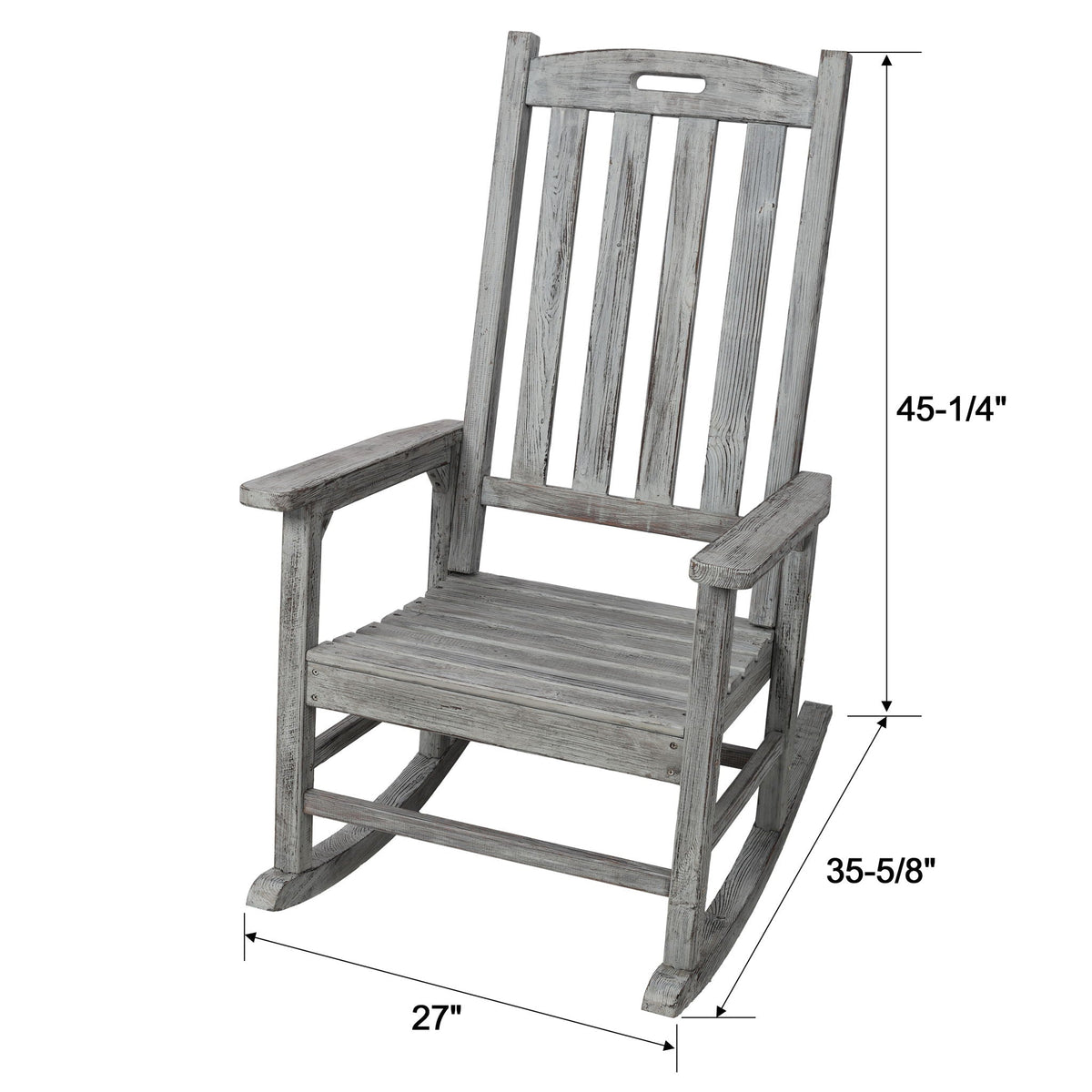 Oversized Porch Rocker Chair With Wide Seat and Tall Backrest