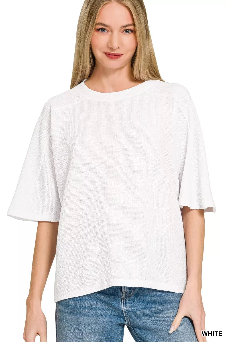 Zenana Double Knit Short Sleeve Top