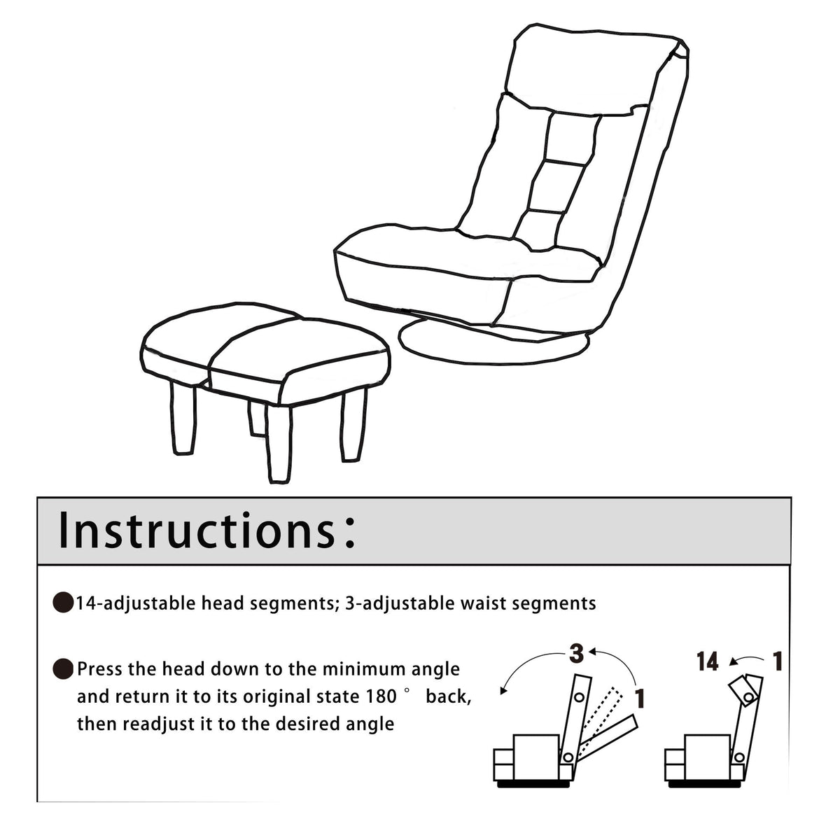 Adjustable Japanese Reclining Floor Chair Sofa With Metal Frame