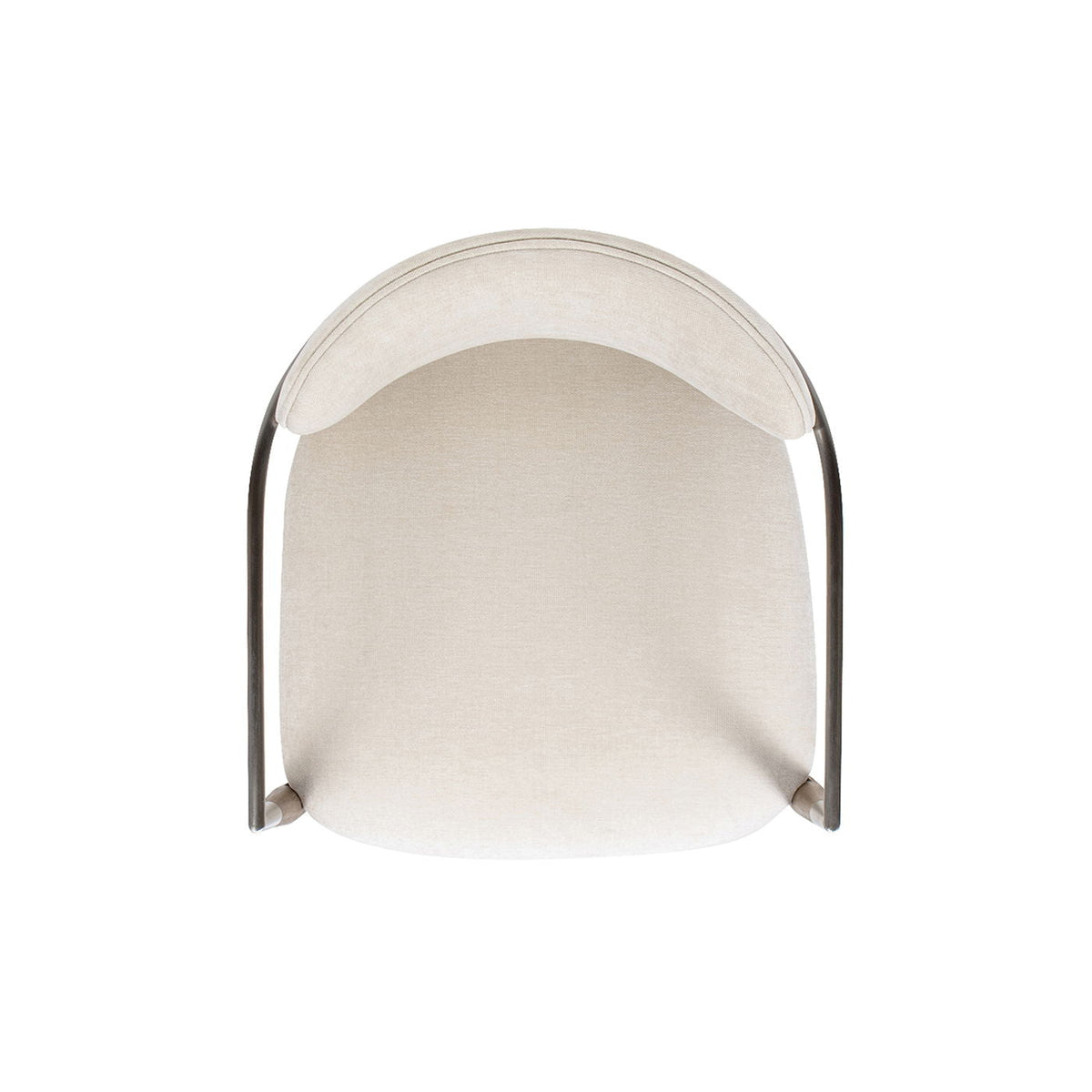 Artemis Mixed Material Upholstered Dining Arm Chair with Brushed Nickel Arms - Warm White