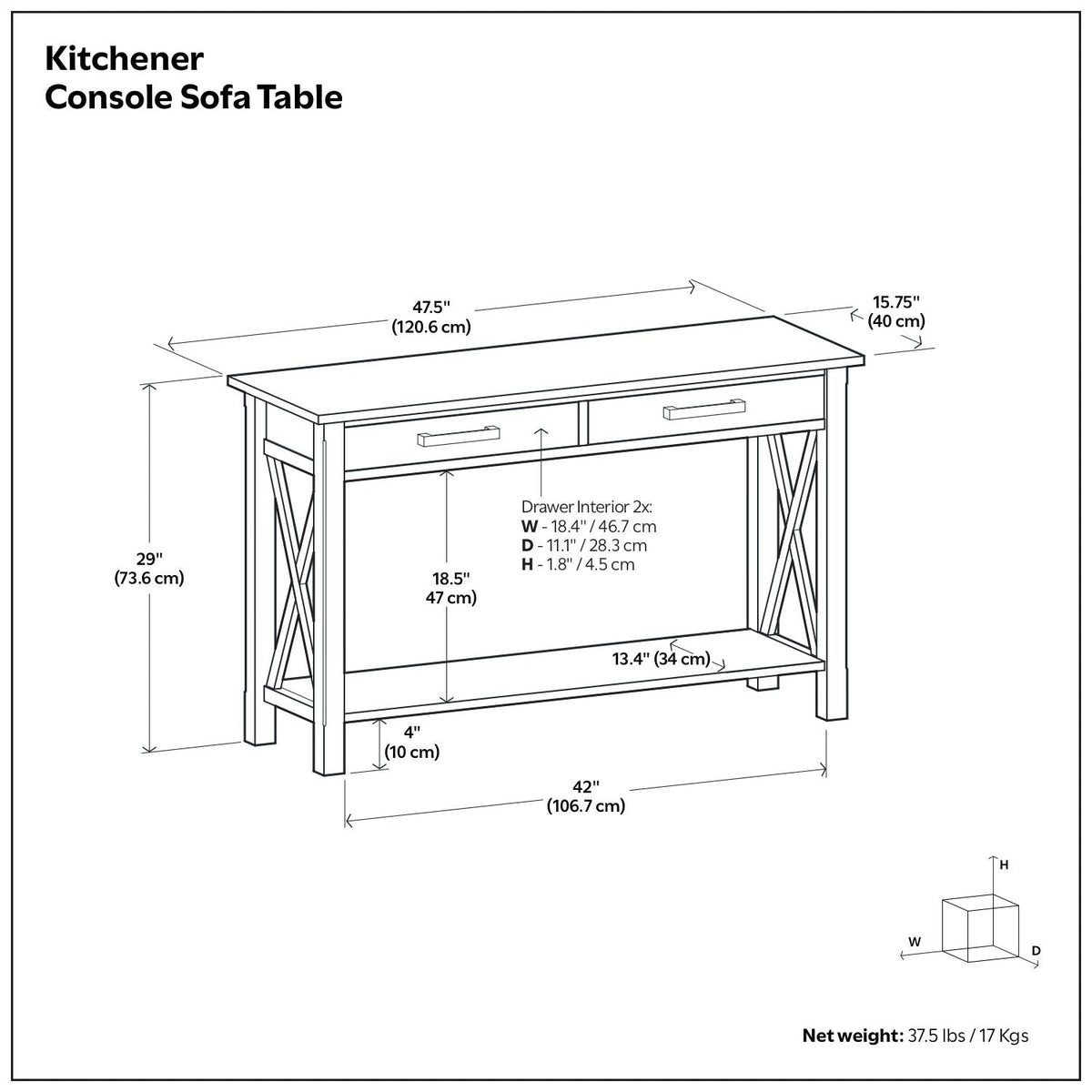Handcrafted Console Table with Drawer Storage - Multiple Colors