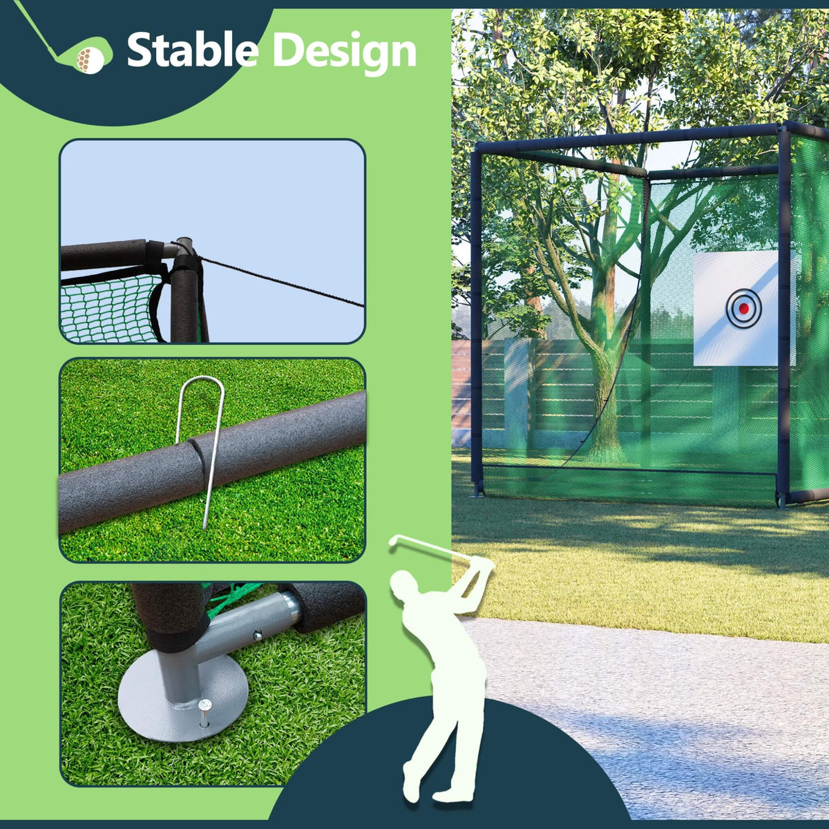 [10X10FT] Golf Practice Net Cage With Metal Frame (SAK41786)