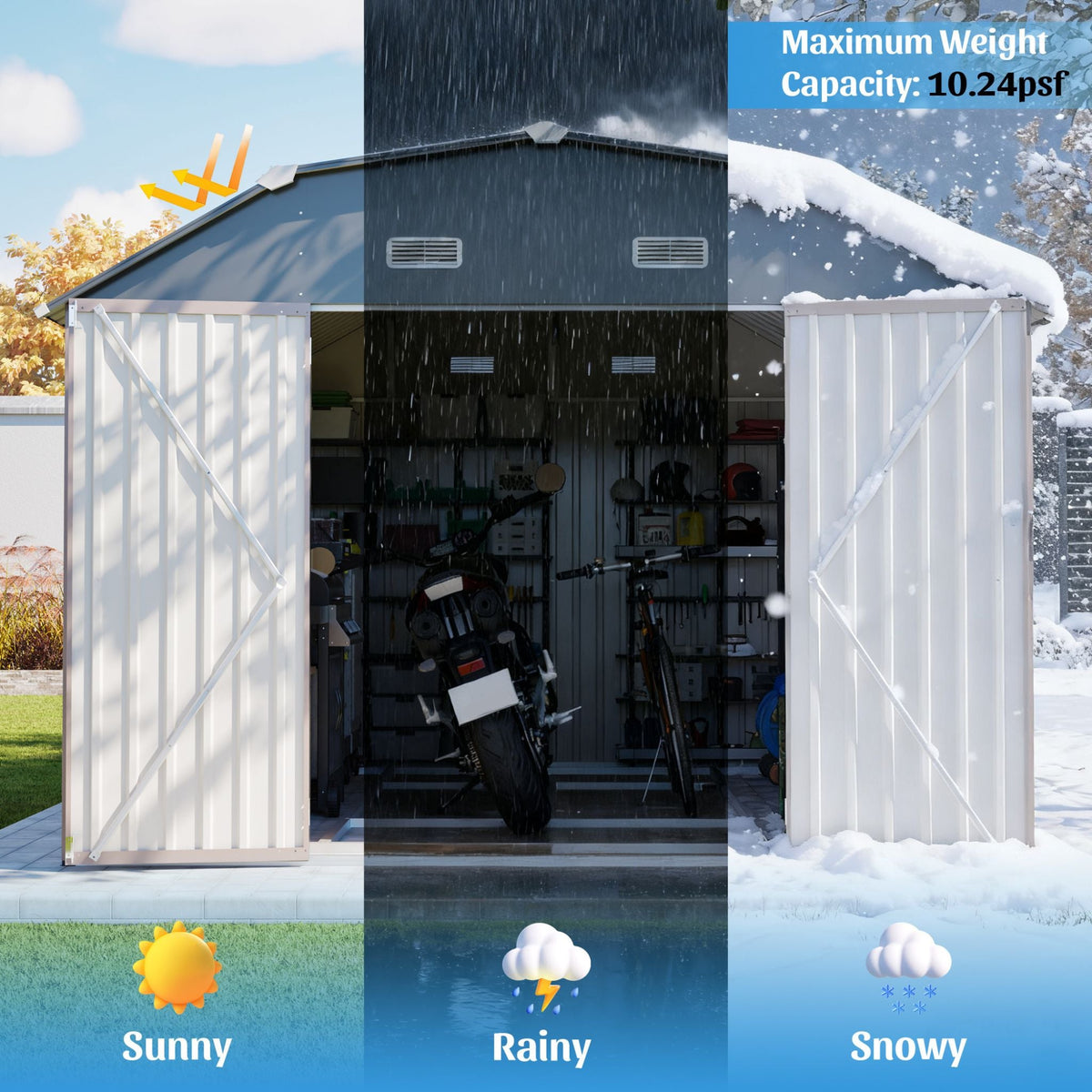 [10X12FT] Heavy-Duty Outdoor Metal Storage Shed With Floor (SAK91820)