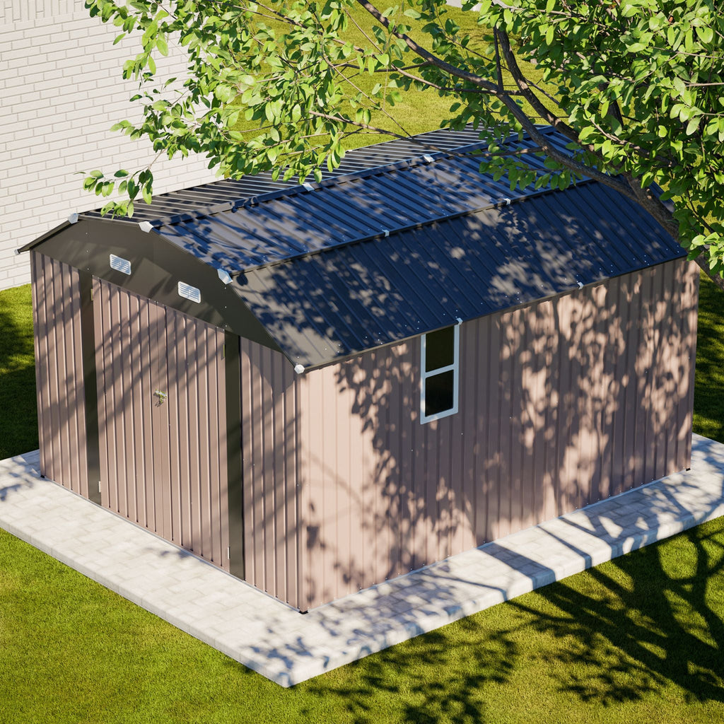 [10X12FT] Heavy-Duty Outdoor Metal Storage Shed With Floor (SAK91820)