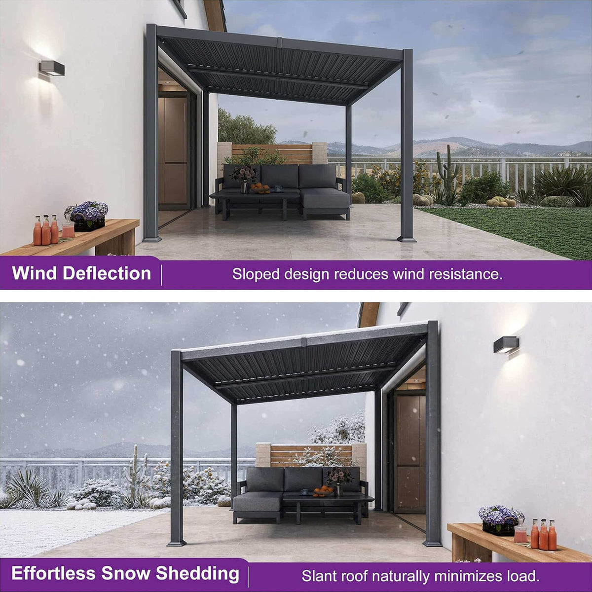 [10X12FT] Modern Louvered Aluminum Pergola With Sloped Roof (SAK41765)