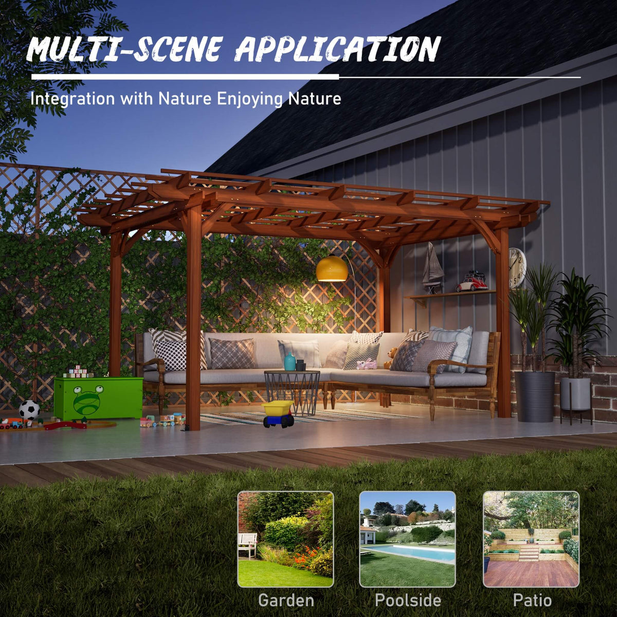 [10X12FT] Premium Extra-Large Outdoor Weather-Resistant Wooden Grape Pergola (SAK16278)