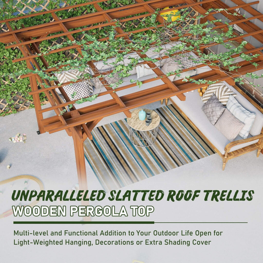 [10X12FT] Premium Extra-Large Outdoor Weather-Resistant Wooden Grape Pergola (SAK16278)