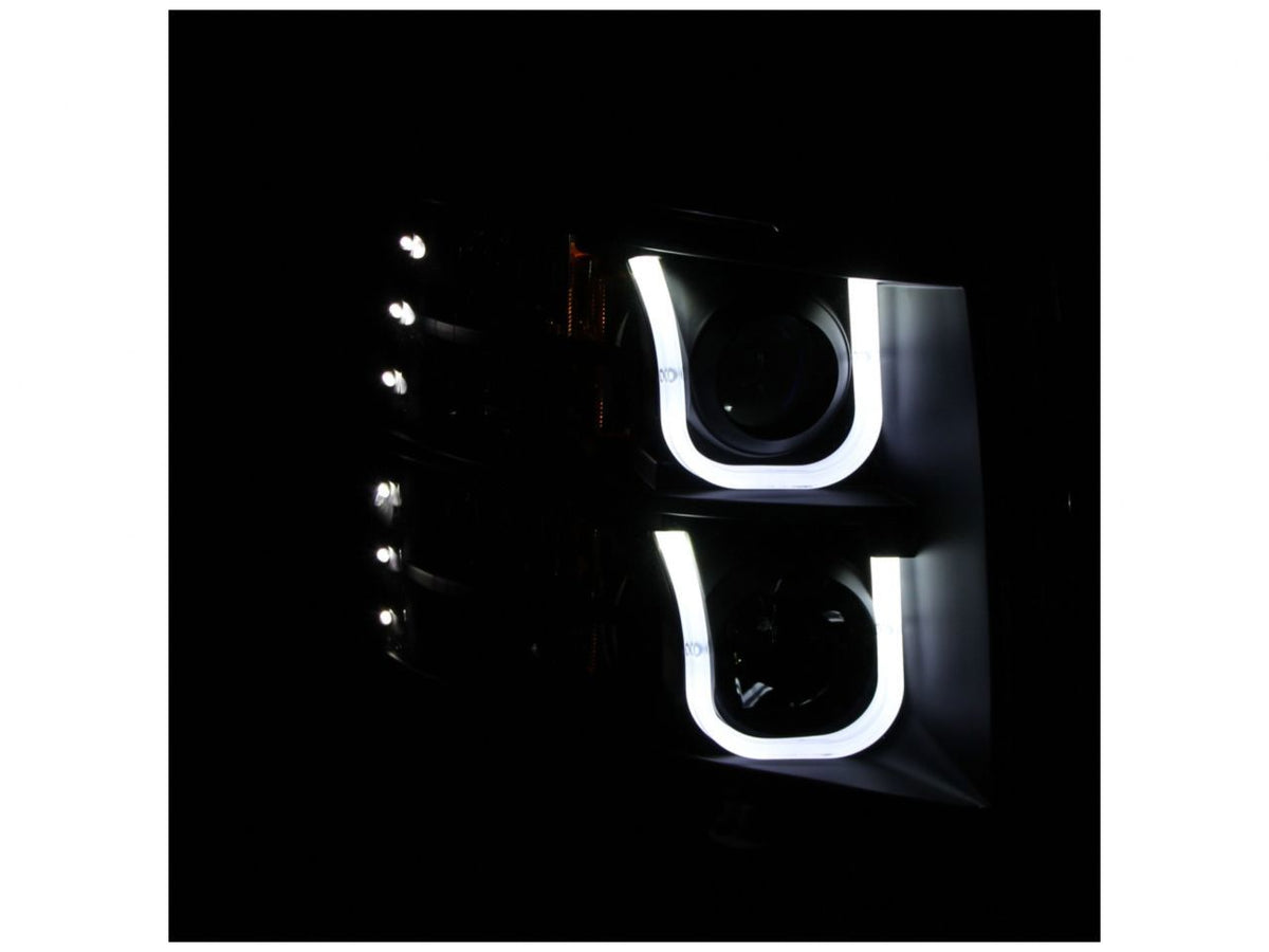 Anzo 2007-2013 Chevrolet Silverado 1500 Projector Headlights w/ U-Bar Black