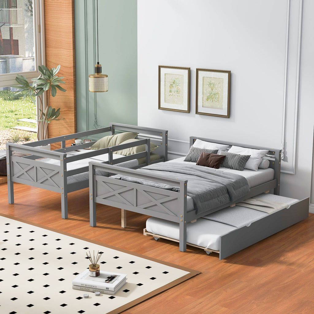 Twin Over Full Bunk Bed with Ladder and Storage Options - White or Dark Gray