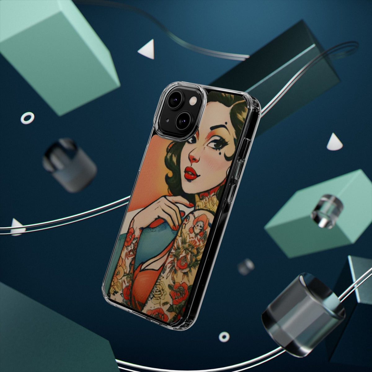 Retro Pin Up Clear Phone Case