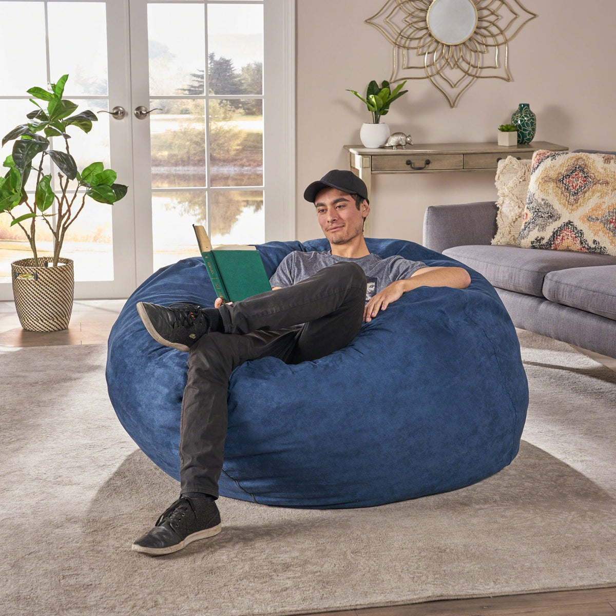 High Density Shredded Foam Bean Bag Chair with Removable Cover - Multiple Colors