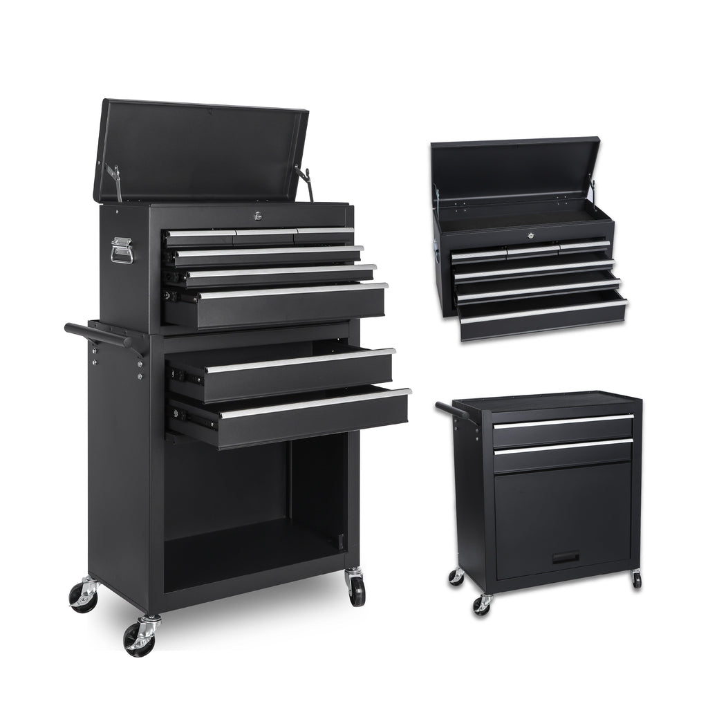 8-Drawer Rolling Tool Storage Cabinet with Detachable Top - Steel