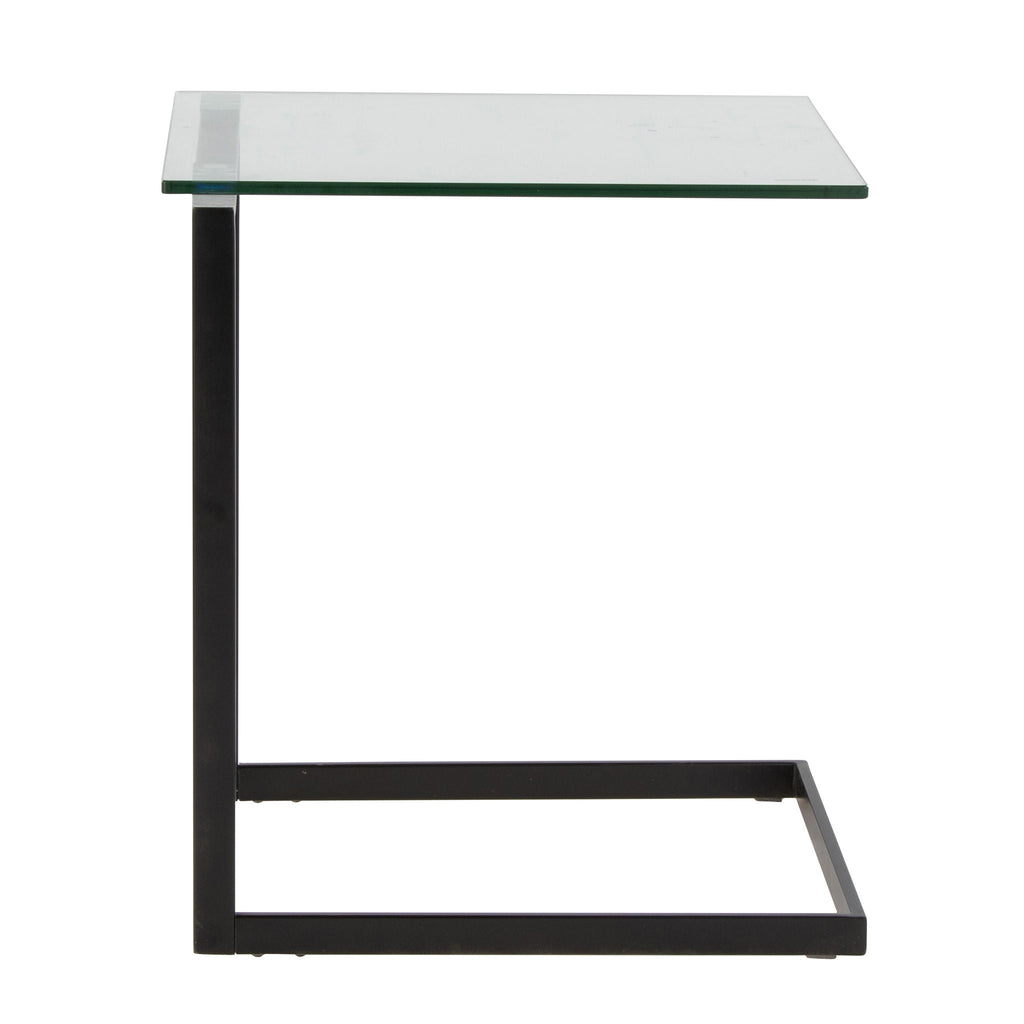 Contemporary End Table with Tempered Glass Shelf - Pearl Silver or Black