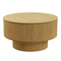 Modern Circular Coffee Table with Stripe Design and Storage Space - Light Brown or Dark Brown