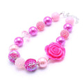 Pink Rose Acrylic Beaded Dog Necklace - Large