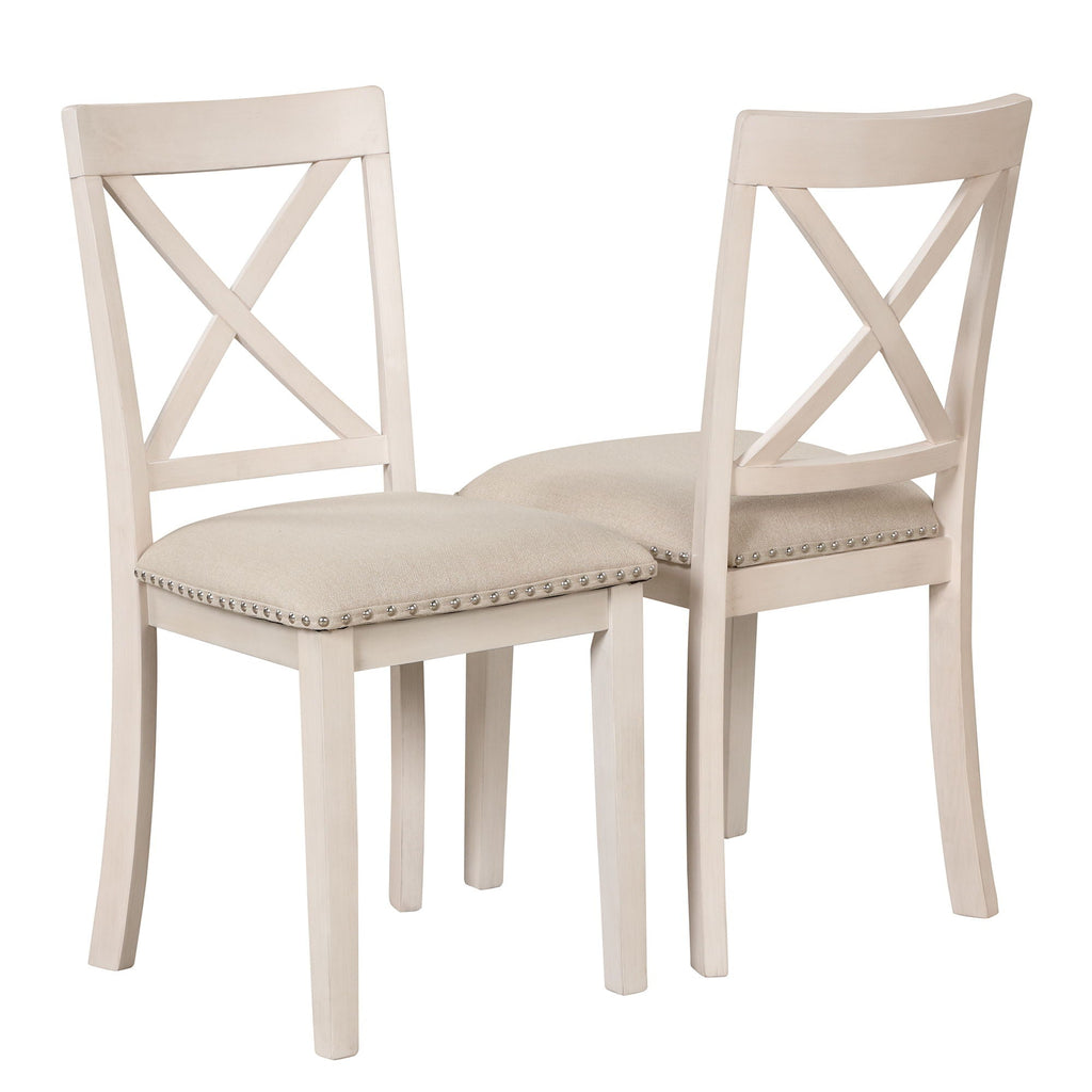 Modern Dining Table Set for 4 with Curved Back Chairs - Beige or Light Brown