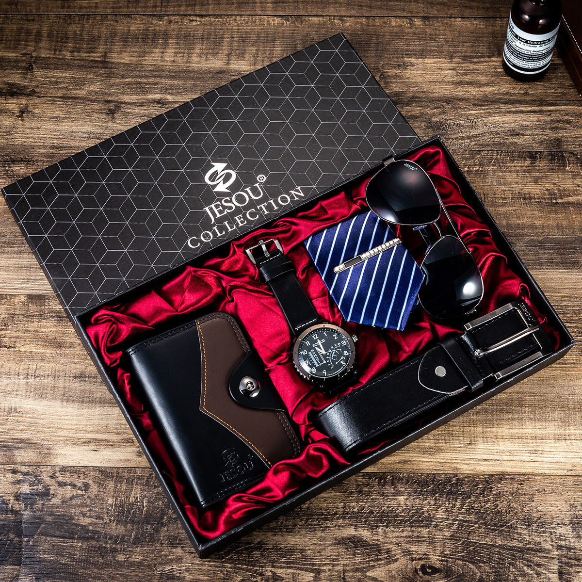Men's Gift Set: Watch, Belt, Tie, Wallet