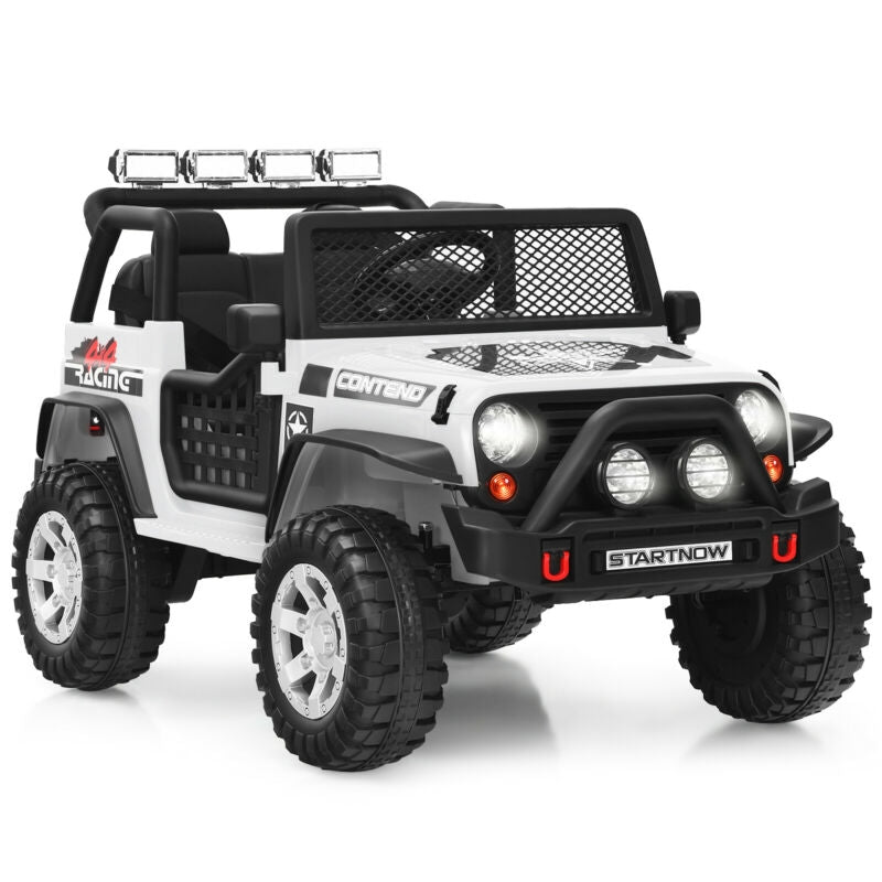 12V Kids Electric Ride On Truck with Remote Control and Operation Lever-White