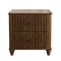 Fluted Nightstand with 3 Drawers - Set of 2 - Dark Brown or Beige