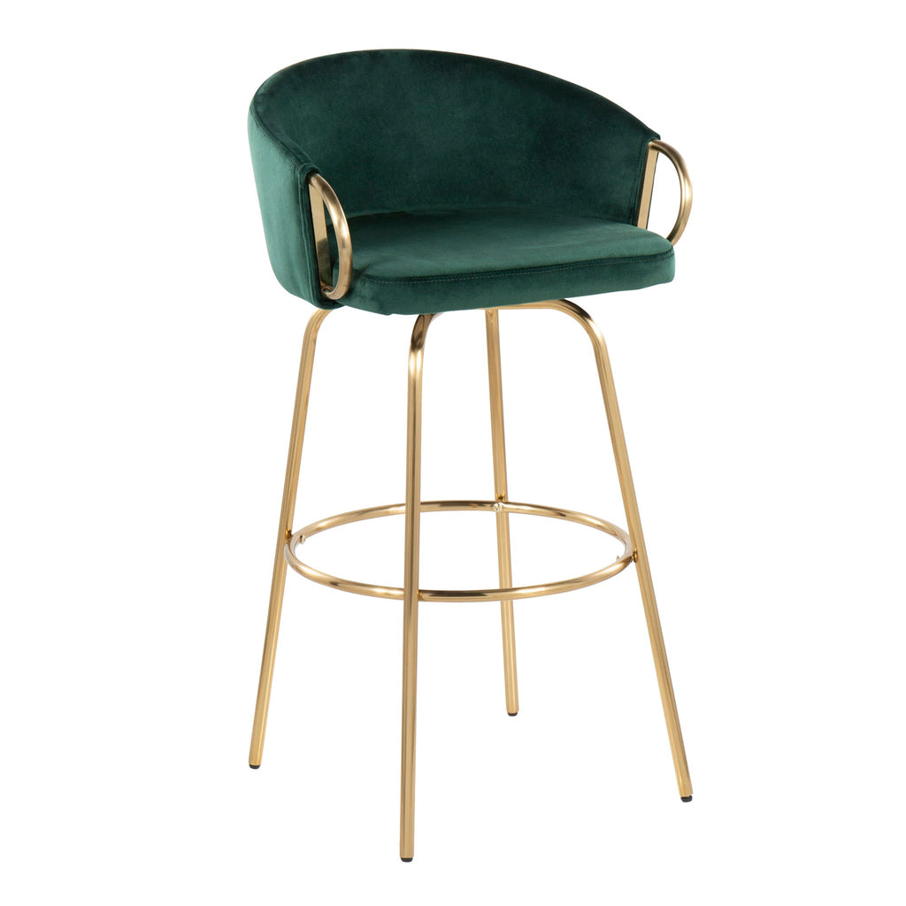 Claire Contemporary Fixed Height Bar Stool Set with Round Footrest - Multiple Colors